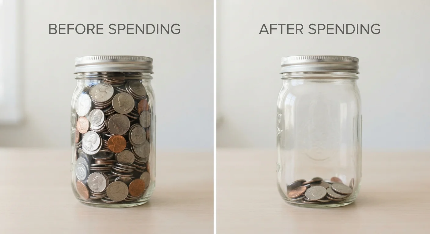 Two glass jars representing two different savings approaches, one full and one nearly empty